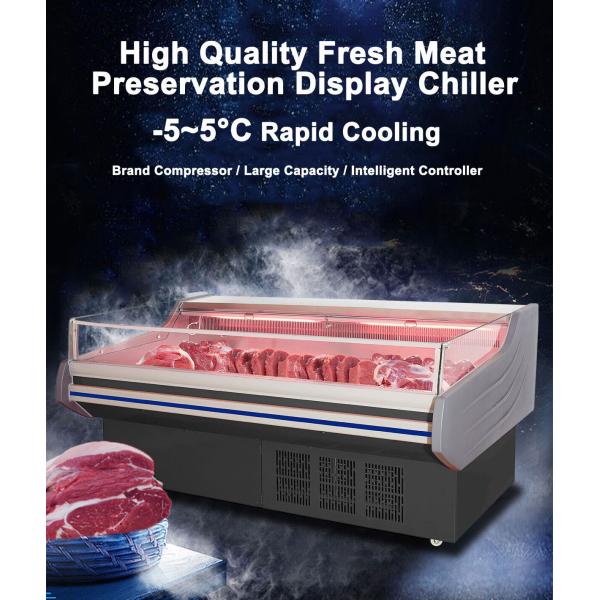 LED Light Meat Display Freezer Stainless Steel Interior Automatic Defrost -2~8 C