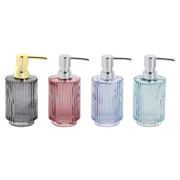 Vertical Stripe Design Glass Bathroom Accessories Set Modern Round Shape