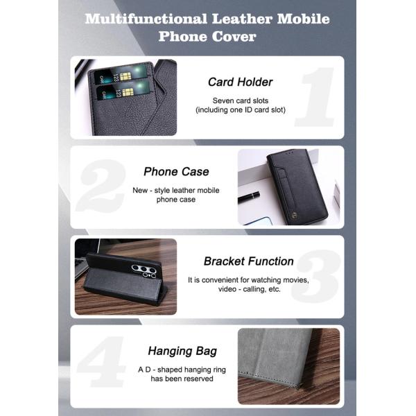 Custom Leather I Phone Case With Card Holders Flip Wallet Stand Leather Phone Cover