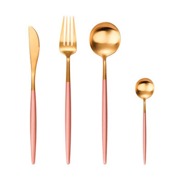 SGS 4 Piece Kitchen Flatware Sets 18/8 Stainless Steel Gold Plated Spoon And Fork