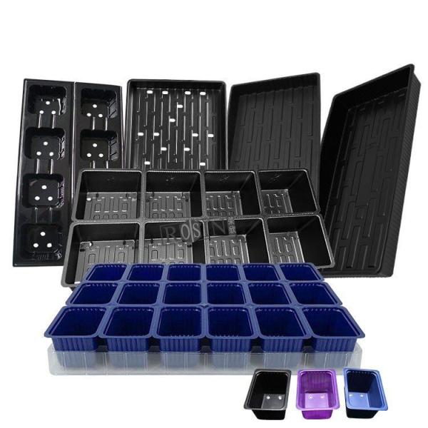 Black Hard Rectangular Flat Grow Trays Greenhouse Seed Starter Tray With Holes