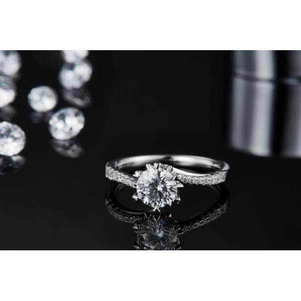 925 Sterling Silver Jewelry Diamond Moissanite Engagement Rings Round Shaped Dainty Band Ring