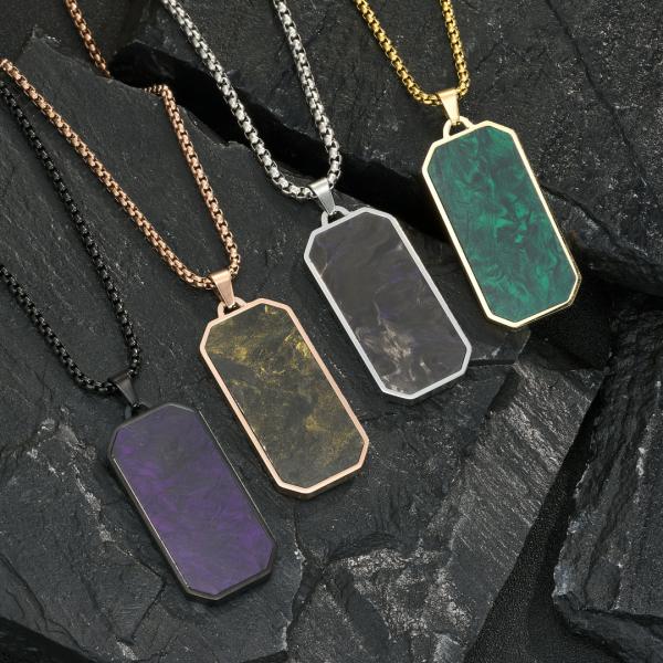 Fashion Forged Carbon Fiber Pendant Gold Green Prayer Choker Men's Necklaces Jewelry