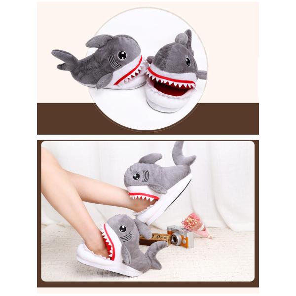 Y-Z Winter Cartoon Animal Soft Warm Fuzzy Shark Shoes Funny Fluffy House Indoor Floor slippers