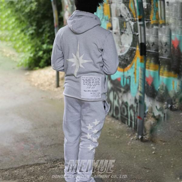 100% Cotton 3d Puff Printing Pullover Tracksuit Cropped Hoodie Tracksuit Quick Dry