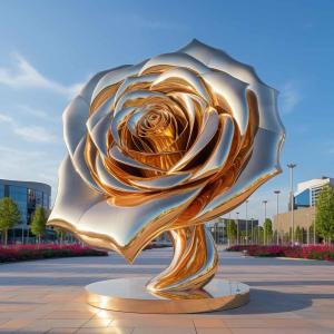 Quality Metal Sculpture Manufacturer Mirror Gold Stainless Steel Rose Sculpture wholesale