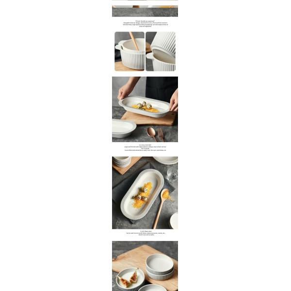 Relief Pattern Disposable Matte Glaze Plates Nordic-Inspired Modern Ceramic Dinner Set