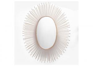 Quality Gold Sunburst Wall Mountable Mirror Oval Sunburst Decoration Metal Frame Distressed Look wholesale
