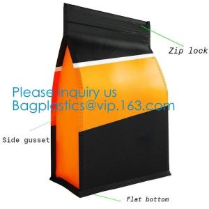 Quality Side Sealed Square Flat Box Bottom Coffee Packaging Bags,Side Seal Gusset Food Grade Packaging Bags With k Organic wholesale