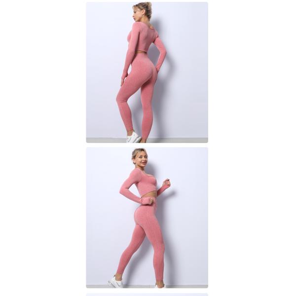 Seamless OEM High Waisted Leggings With Crop Top Spandex Nylon Long Sleeve Yoga Set