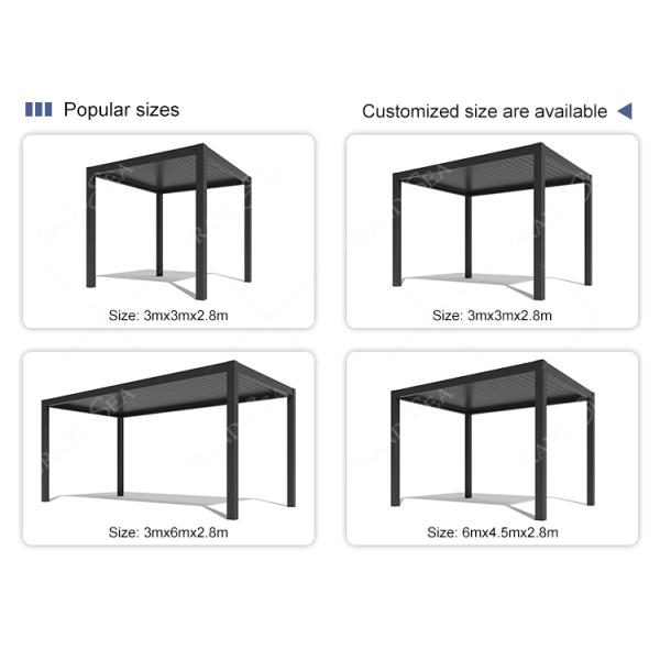 Luxury Patio Automatic Smart Cover Louver Roof System Waterproof Garden Aluminium Outdoor Motorized Pergolas
