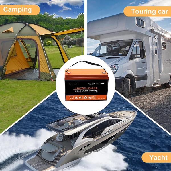 BMS Solar Energy Storage Battery 12V 100AH Rechargeable LiFePO4 Battery IP67