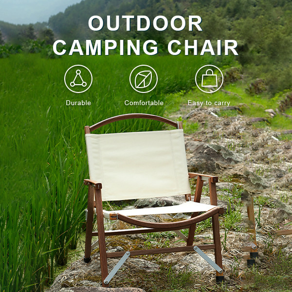 Portable wooden chair side view