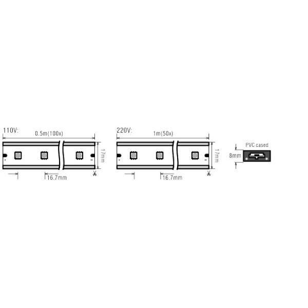 Warm White High Voltage LED Strip Tape Lighting High CRI Led Light Strips For Homes