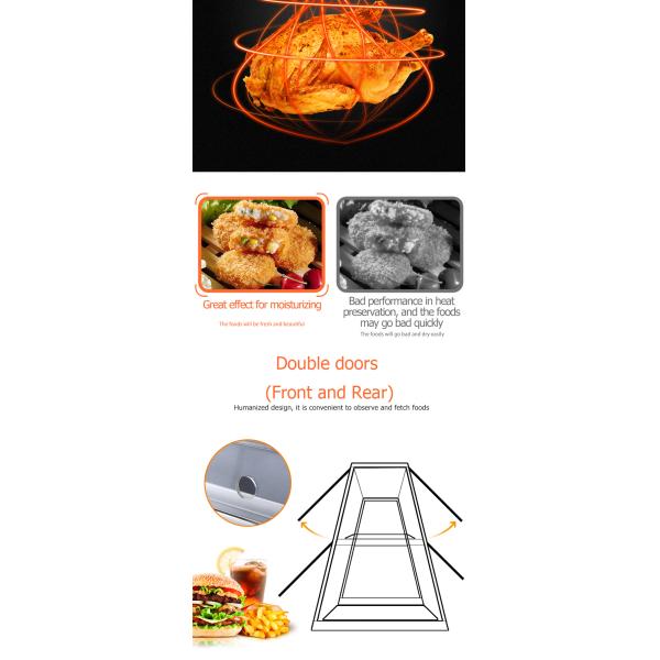 Commercial Kitchen Fried Chicken Food Display Warmer 1220*760*850mm Hot Food Showcase