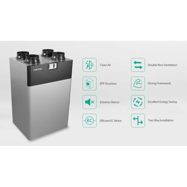 Holtop CFA 350T Compact HRV High Efficiency Top Port Vertical Heat Recovery Ventilator