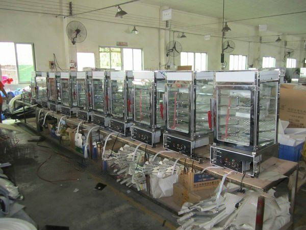 Electric Food Warmer Showcase Stainless Steel Double Layers Glass Bread Steamer