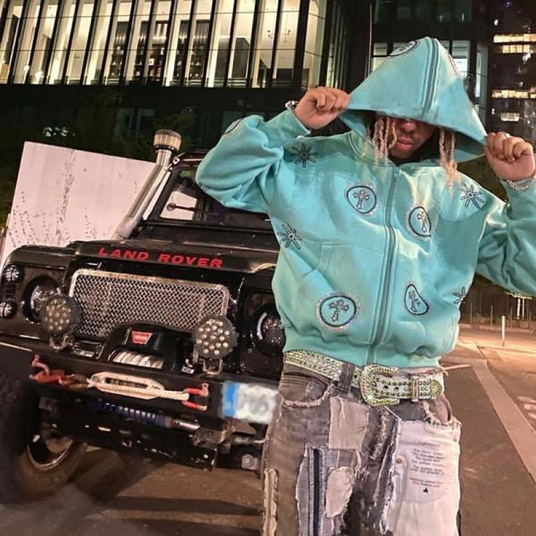 Fashionable Streetwear Rhinestone Hoodie Mens Hip Hop Hoodies Double Layer
