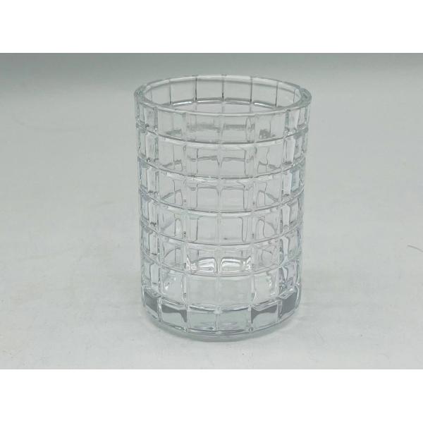 Clear Glass Bathroom Countertop Accessories with Big Checker Box Cotton Jar Tumbler Soap Dish BSCI Certified Round Shape