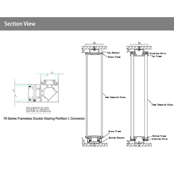 Commercial Office Glass Partition Wall System 42db - 45db Sound insulation