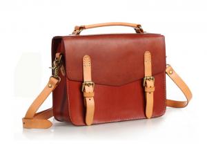 Quality Brown Vintage Handbags for Lady Leather Briefcase Leather Satchel Bag wholesale