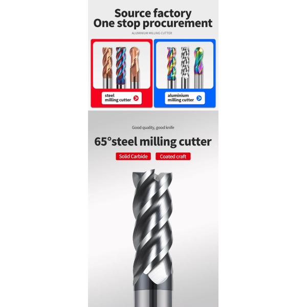 65 Degree US 4-edge Tungsten Steel Milling Cutter Stainless Steel Special Black-coated CNC Carbide CNC Four-edge Milling Cutter