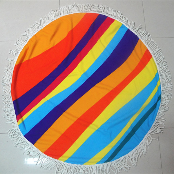 Microfiber custom print round beach towels with tassel microfiber round beach towel