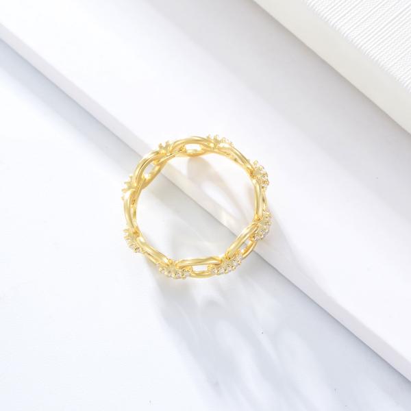 Delicate Chain Shape CZ Diamonds Eternity Rings 925 Sterling Silver for Men's Jewelry