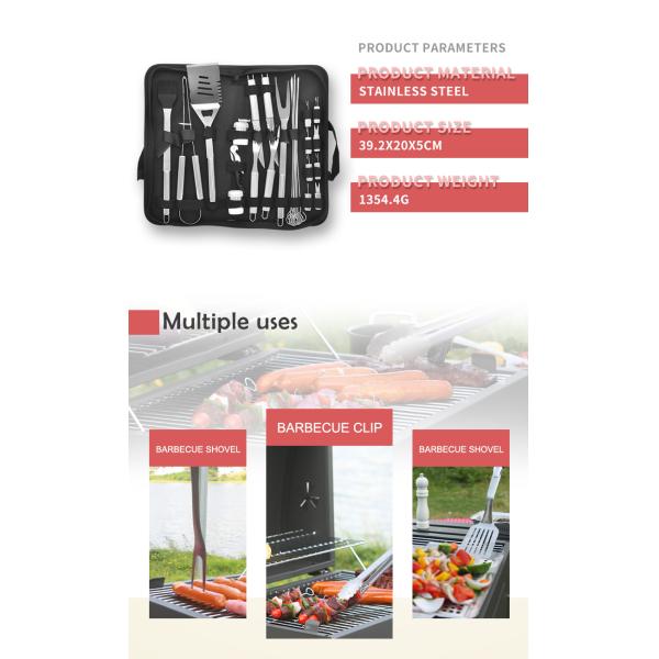 Outdoor Camping Accessories Portable BBQ Tools Set with Customized Logo and Carry Bag