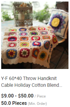 Y-F Nordic Country Rustic Crochet Blanket Farmhouse Plaid Flower Table Runner Teapot Pad coaster Set