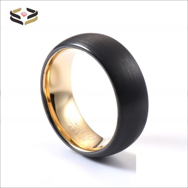 Other Diamond Shape 8mm Two Tone Tungsten Rings for Men Women Gold Wedding Band Black Rose Gold Blue Domed Style Comfort Fit