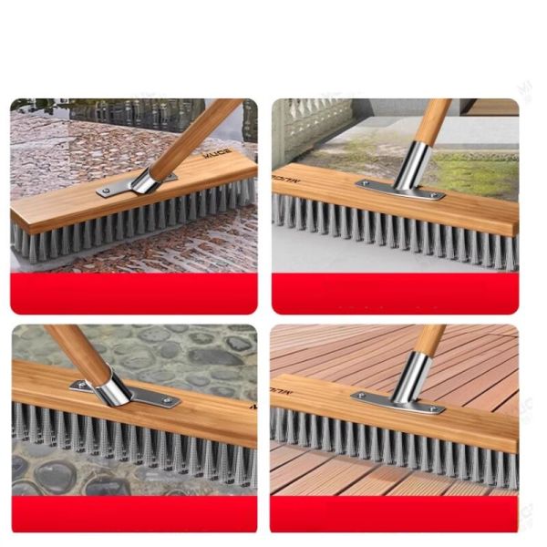Heavy Duty Outdoor Yard Stiff Steel Wire Broom Head, Sweeping Brush for Deck Scrub Decking