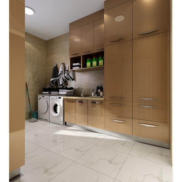 Gold Stainless Steel Laundry Room Cabinets With Customizable Storage And Appliances Integration