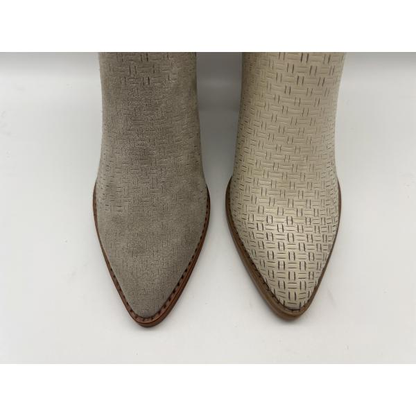 Abs heel with TPR outsole,soft crack suede leather and metallic hair leather Womens Dress ankle Boots