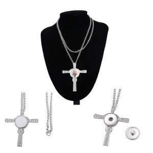China Sublimation Cross Photo Necklace Pendant With Cubic Zirconia Sublimation Necklaces on sale