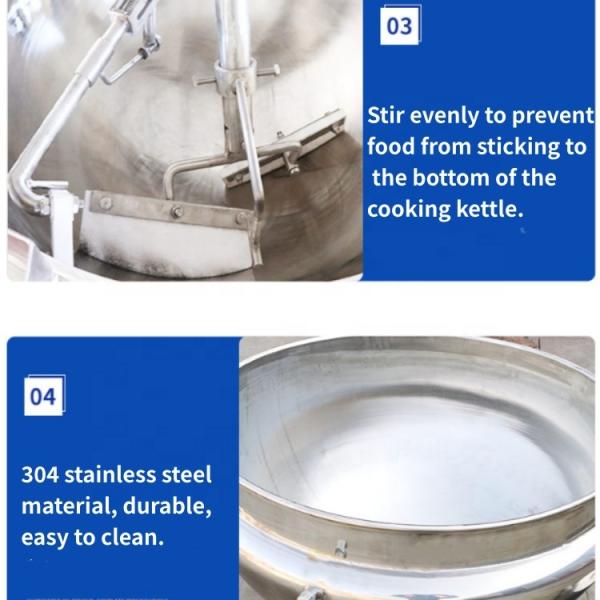 200kg per batch Stainless Steel Jacket Cooking Kettle for Commercial Food Cooking