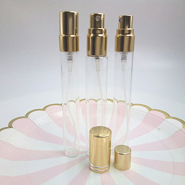 Travel Set Round Refillable 10ml Glass Perfume Spray Bottles With Silver Gold Cap