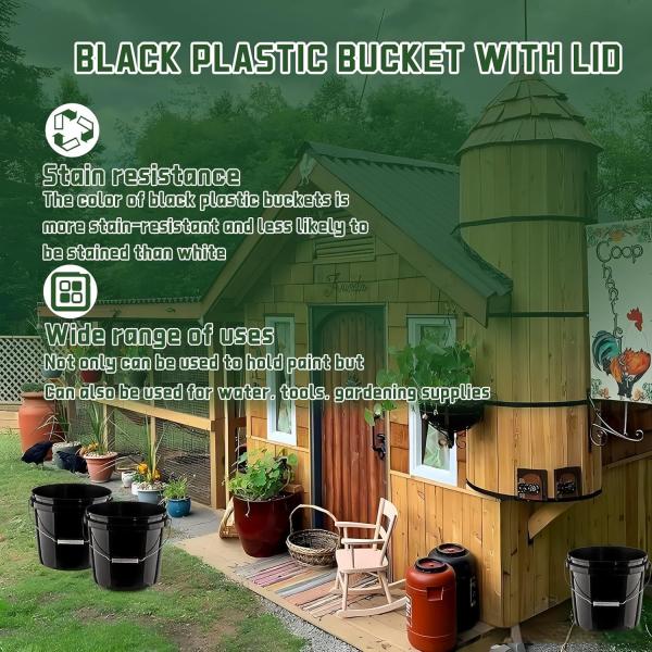 Gallon Bucket With Lid And Handle, Large Plastic Storage Paint Pail Brine, Fermenting For Beer, Wine Or Any Other Fermented Beverage Liter Round