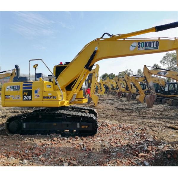 10 Meters Boom Used Excavator Komatsu PC200 Engine 5 Tons - 50 Tons