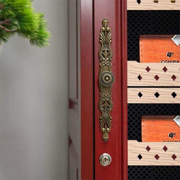 Glass Door Red Wooden Frame Cabinet Cigar Cooler Humidor With Lock