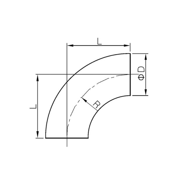 Dimension of Sanitary Weld Elbow 90 degree