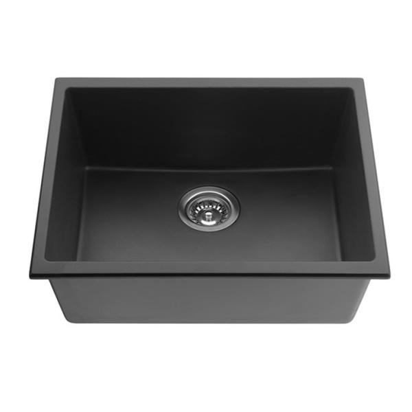 black single bowl under mount composite granite/quartz kitchen sink