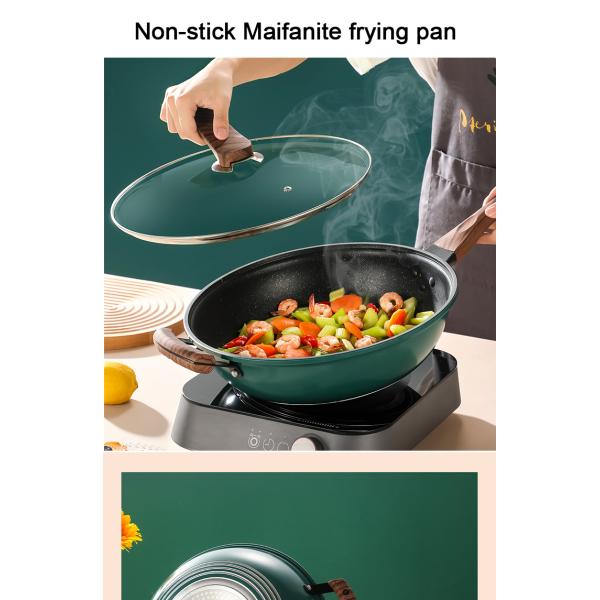 Multi Color Kitchen Cooking Cookware Aluminum Non Stick Wok