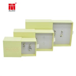 Green Cardboard Jewelry Gift Box Necklace Earrings Use SGS Certificates