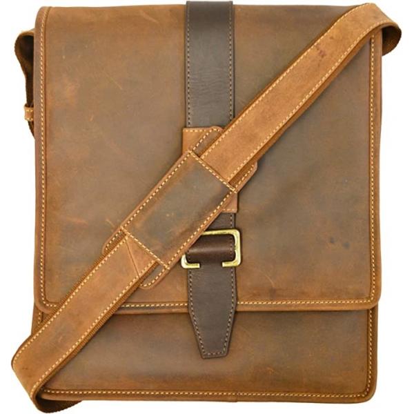 Visconti 16159 Zoltan Medium Size Messenger Real Leather Handbags 3/4 Flap Over