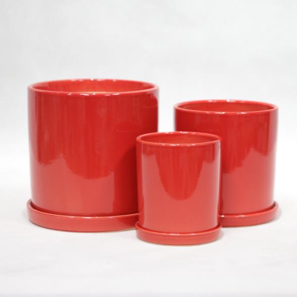 Round Ceramic Pots Waterproof Fireproof for Plant Display