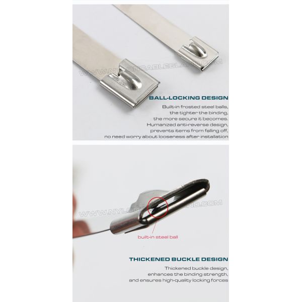 Premium Quality 316L/316/304 Stainless Steel Cable Ties 300~1000mm Length x 10mm Width (480 lbs) for Outdoor