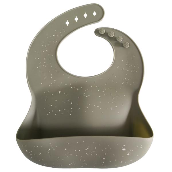 Custom Printing Mess Catching Silicone Baby Bib Lead Free Antibacterial