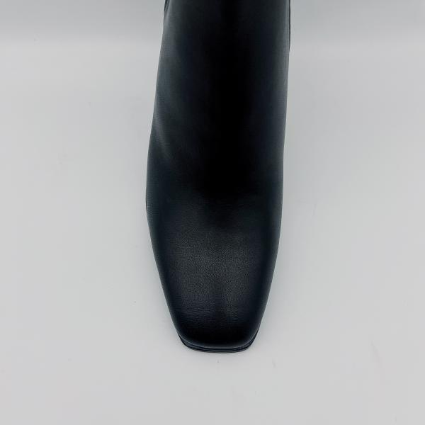 Waterproof Womens Leather Dress Boots Casual Black Square Toe Ankle Boots