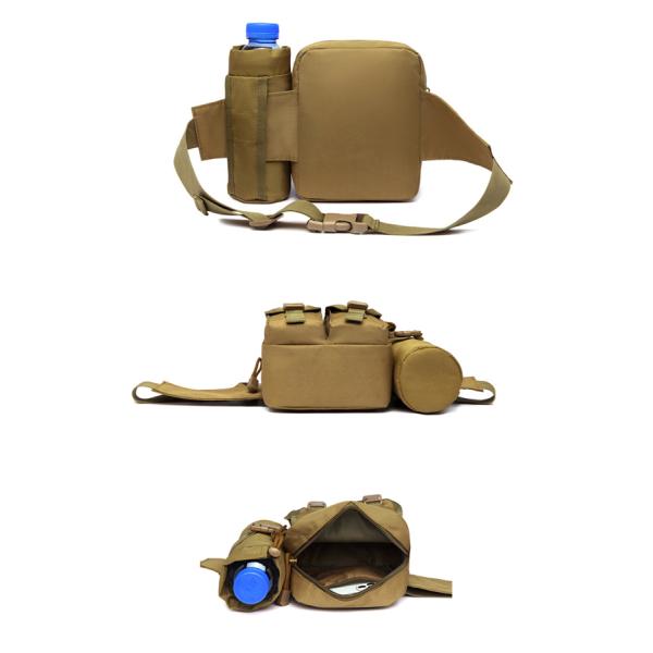 Outdoor Camping Multicolor Waist Backpack with Belt and Pattern Type Water Bottle Bag